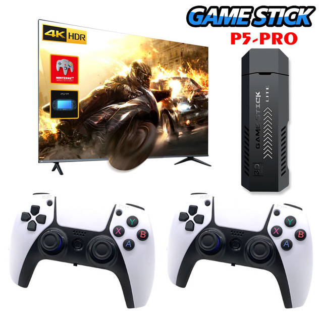 P5 PRO Console de videogames 64GB/128GB 40000 Jogos Grátis HD TV Jogo 3D  Dois Gamepads ForPS1/PSP/MAME Arcade Gaming Vara - AliExpress